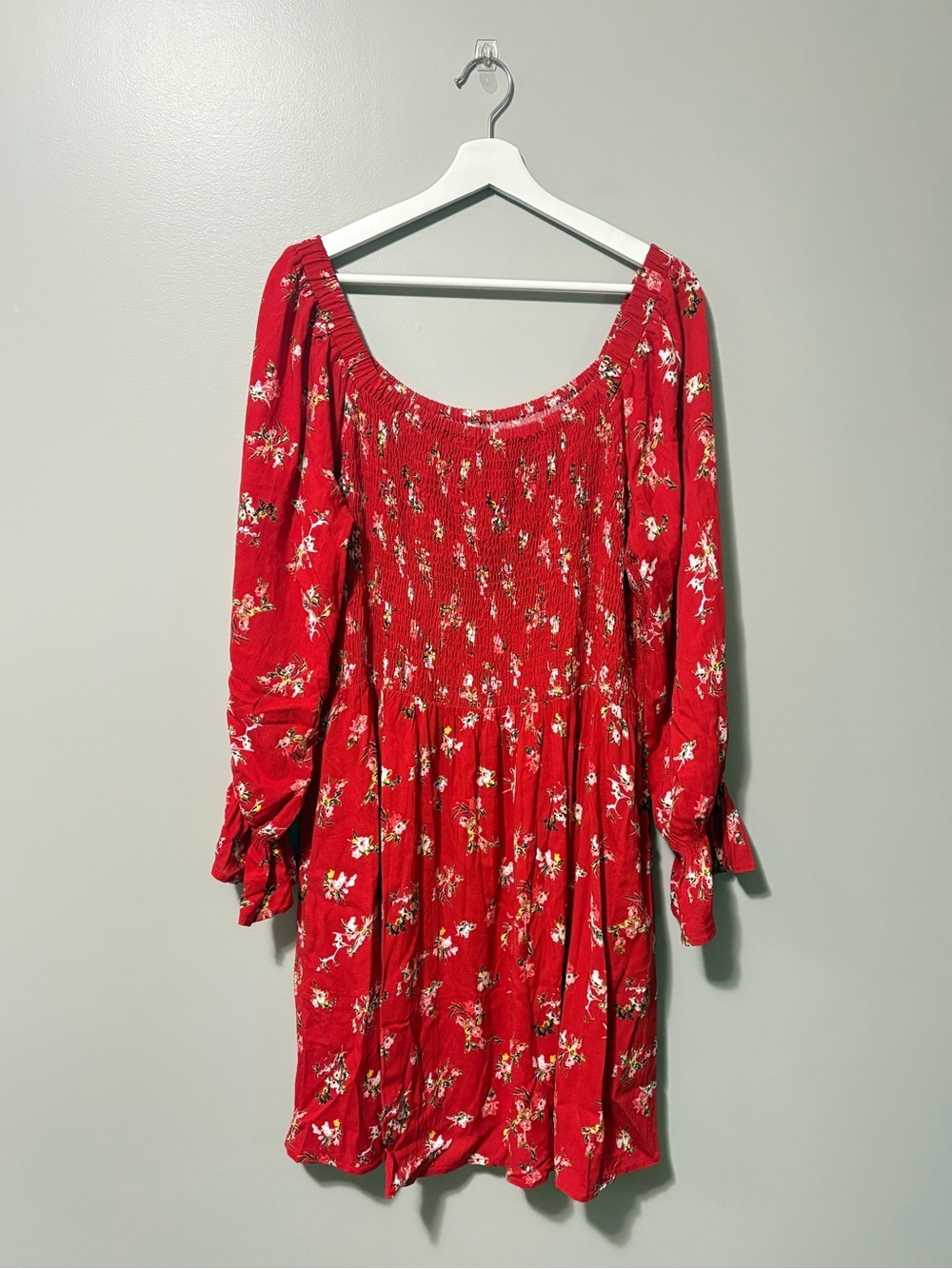 Blue Sky Eden Dress Red Floral Ditsy Linen Bamboo - Picture 3 of 8